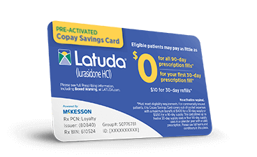 LATUDA $15 Copay Savings Card